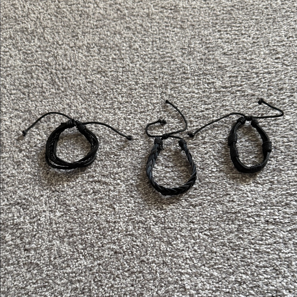 Aldo Men's Black Trio Braided & Wrapped Faux Leather Cord Bracelets